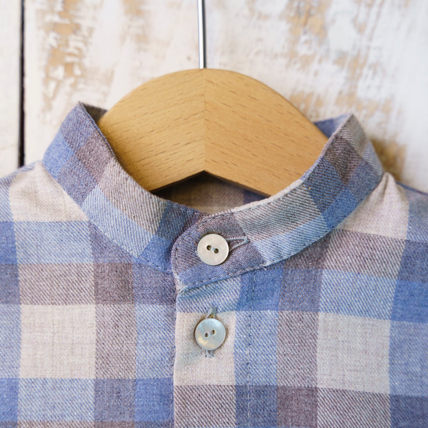 Camicia a Scacchi Azzurra Beige