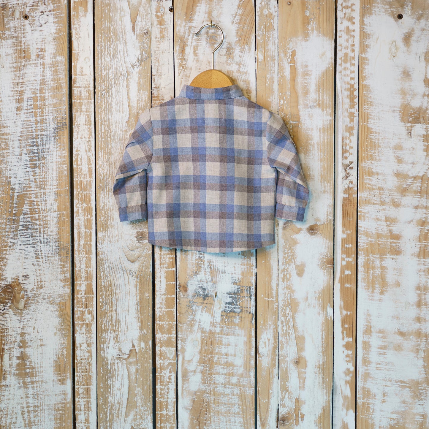 Camicia a Scacchi Azzurra Beige