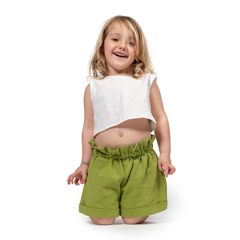 Pantaloni Short Arricciati Verde
