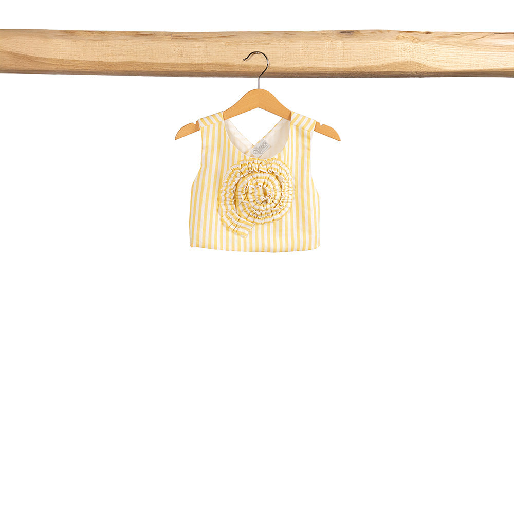 Completo Casacca Incrociata e Shorts a Righe Gialle