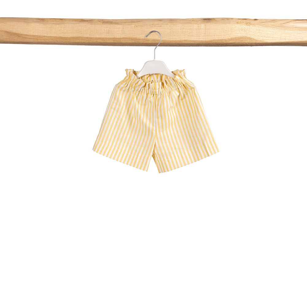 Completo Casacca Incrociata e Shorts a Righe Gialle