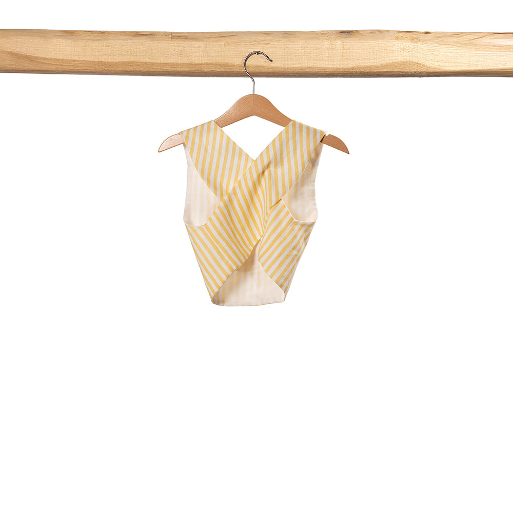 Completo Casacca Incrociata e Shorts a Righe Gialle