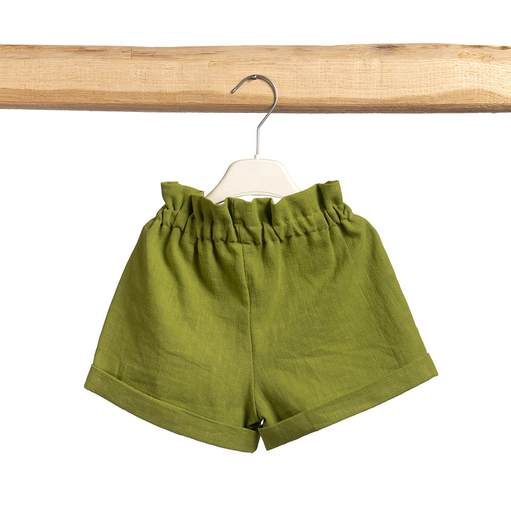 Pantaloni Short Arricciati Verde