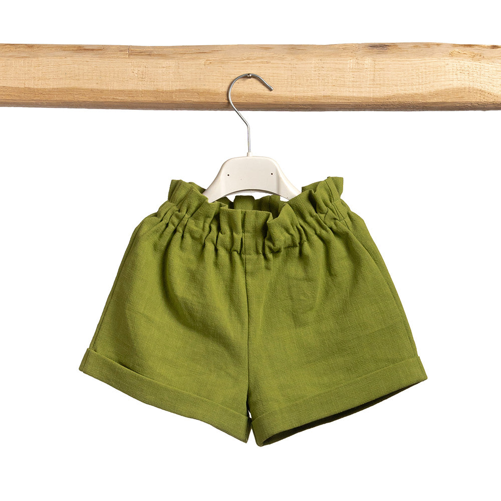 Pantaloni Short Arricciati Verde