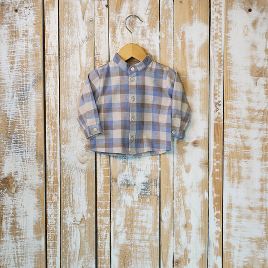 Camicia a Scacchi Azzurra Beige