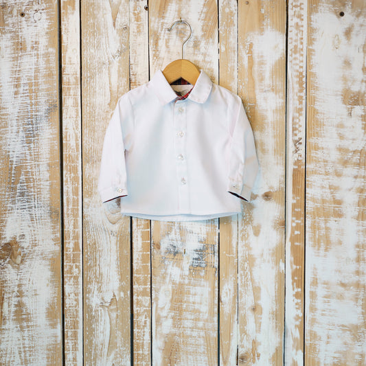 Camicia Bianca Piquet con Applicazione Colletto