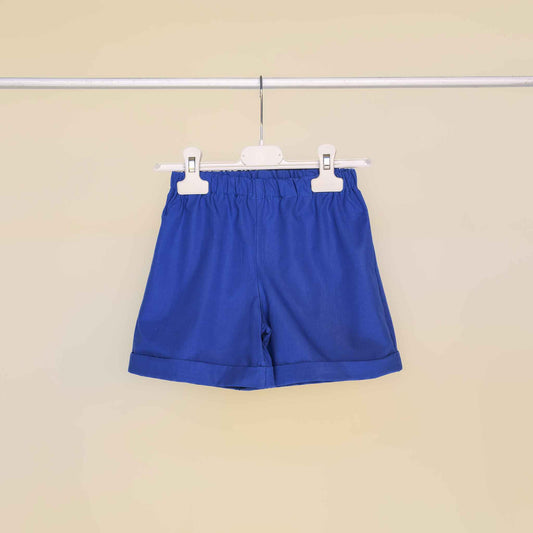 Bermuda bambina con elastico e risvolto colore blu