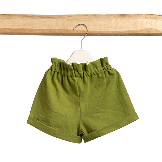 Pantaloni Short Arricciati Verde