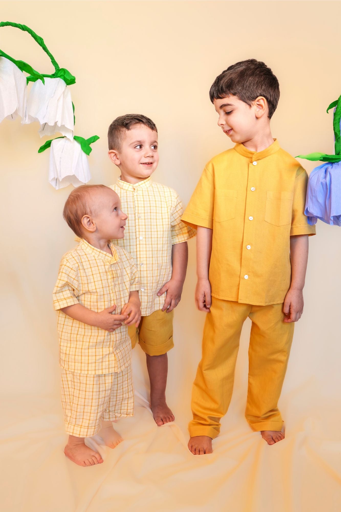 Pantalone Lungo Bambino – con Risvolto ed Elastico in Vita Giallo